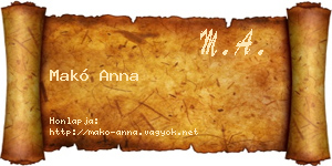 Makó Anna névjegykártya
